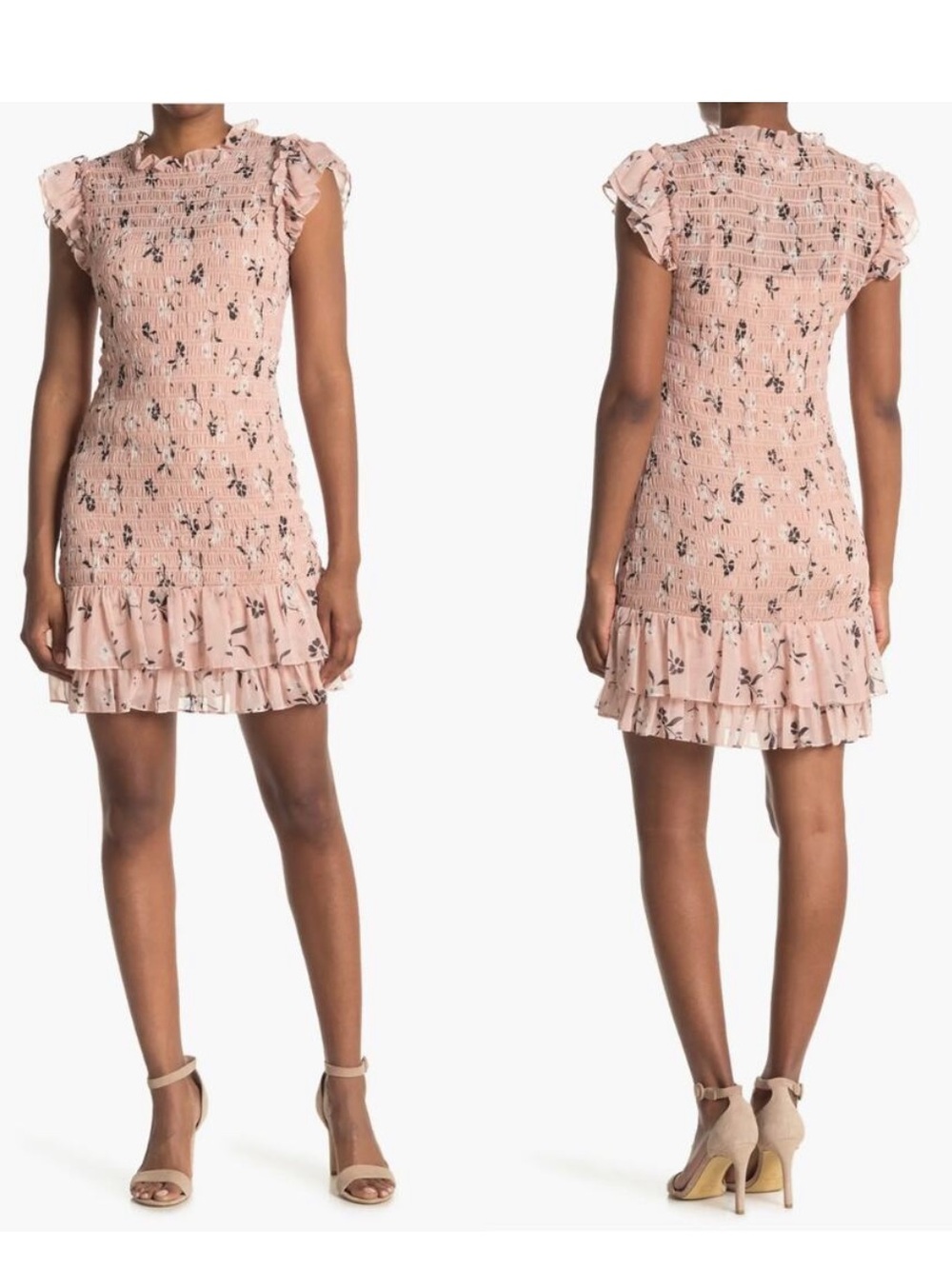 Veronica Beard Cici Floral Smocked Ruffle Dress
